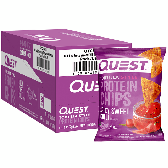 Quest Nutrition, 玉米餅蛋白質薯片，辛辣甜椒，8 袋，每袋 1.1 盎司（32 克）