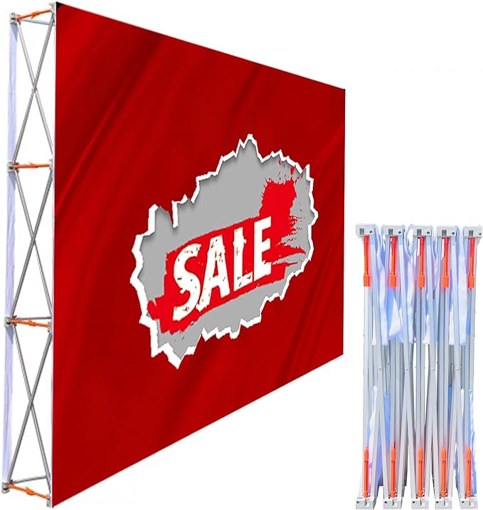 Portable Backdrop Booth Frame 8'x10' Pop Up Display Stand Aluminum Tension Fabric Trade Show Exhibit Display Booth Frame Stand Banner Show Frame (Stand ONLY)