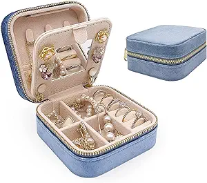 Soddeph Velvet Jewelry Box with Mirror,Mini Travel Jewelry Case, Plush Jewelry ...