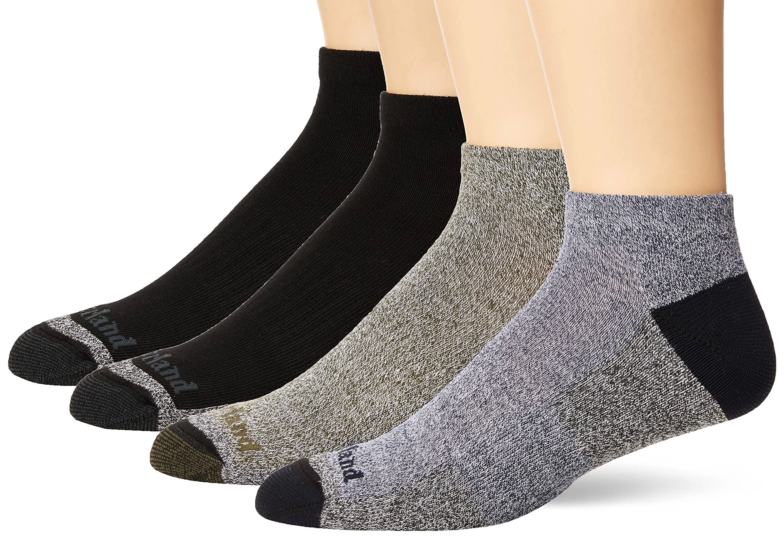 Timberland Men's 4-Pack Comfort No Show Socks, Black Multi, One Size