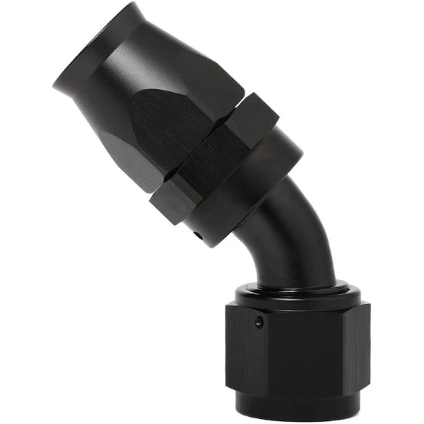 10AN PTFE Hose End Fitting 45 Degree Elbow Swivel Aluminum Black