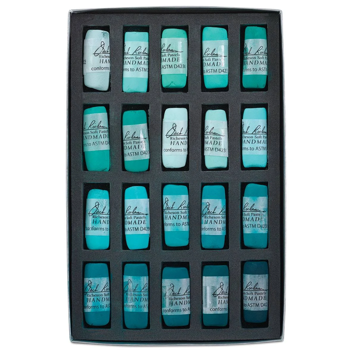 Richeson Soft Handrolled Pastels Set Of 20 - Color: Turquoise Greens