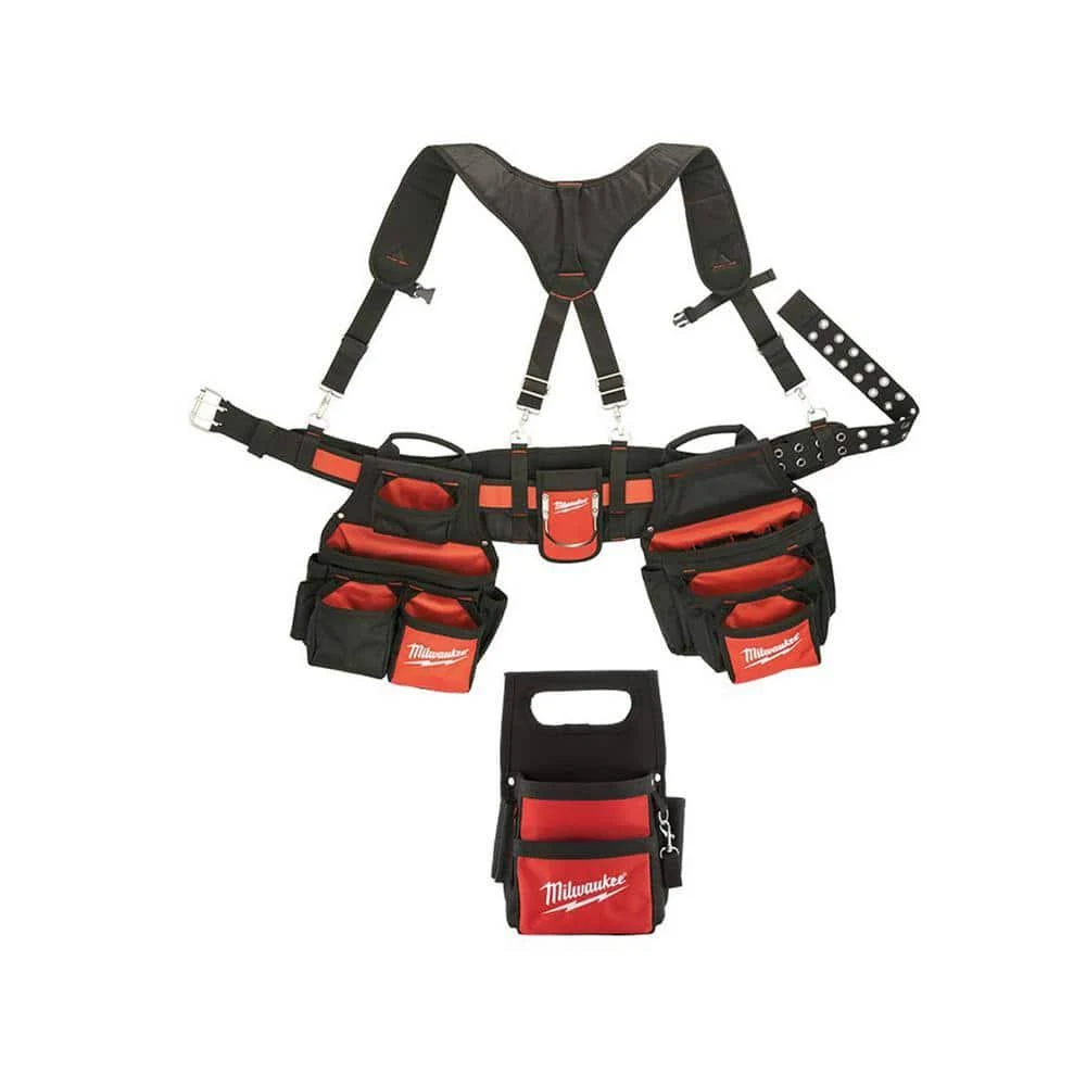 Milwaukee General Contractor Work Belt with Suspension Rig and 3-Piece Pliers Kit