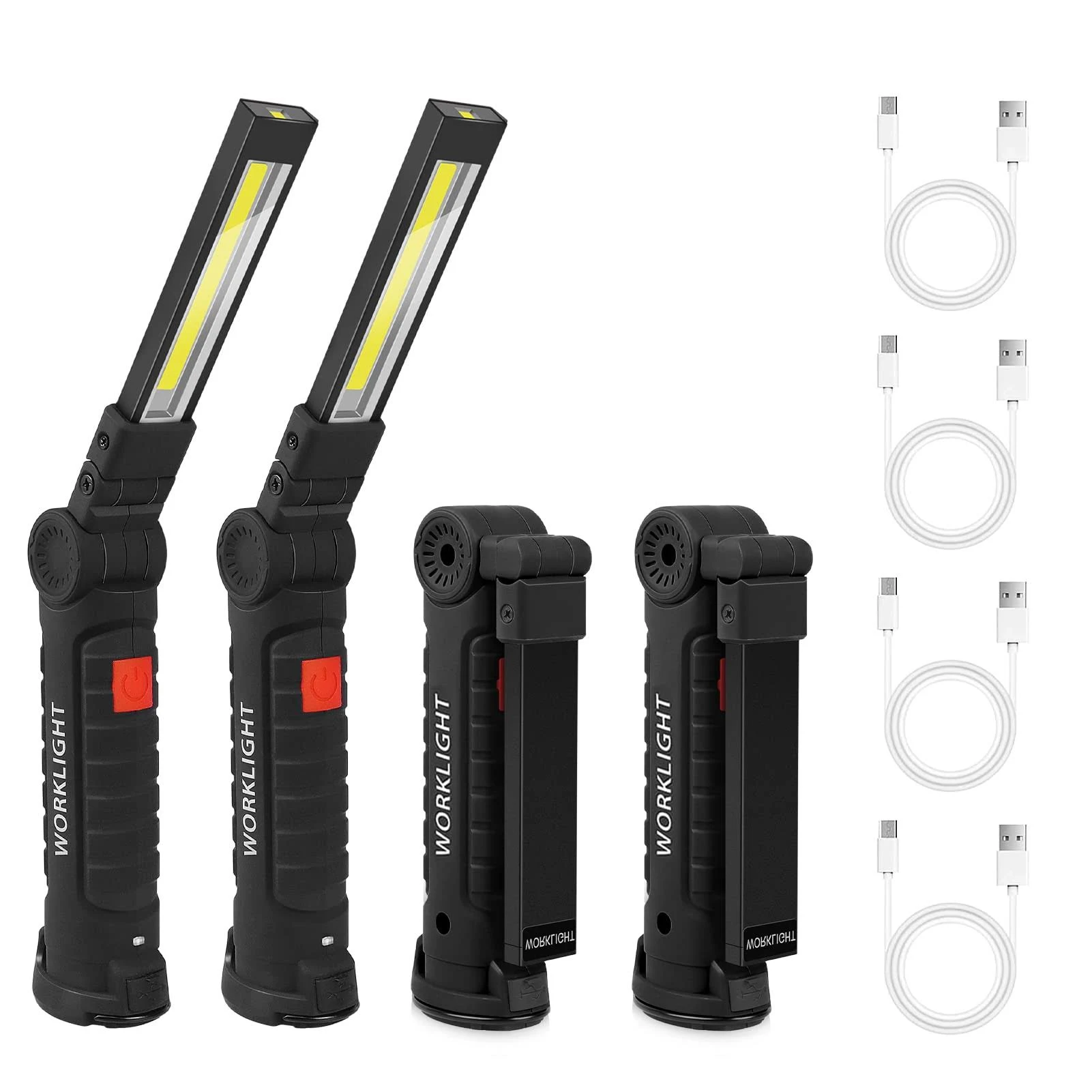 LED.app 4Pack LED Work Lights, USB Rechargeable COB Light with Magnetic Base 360 ...