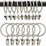 AMZSEVEN 100 Pack Metal Curtain Rings with Clips Drapery Clips Hooks