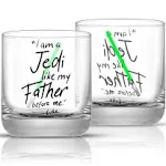 JoyJolt Star Wars Luke Skywalker Lightsaber Short Drinking Glass - 10 oz - Set of 2