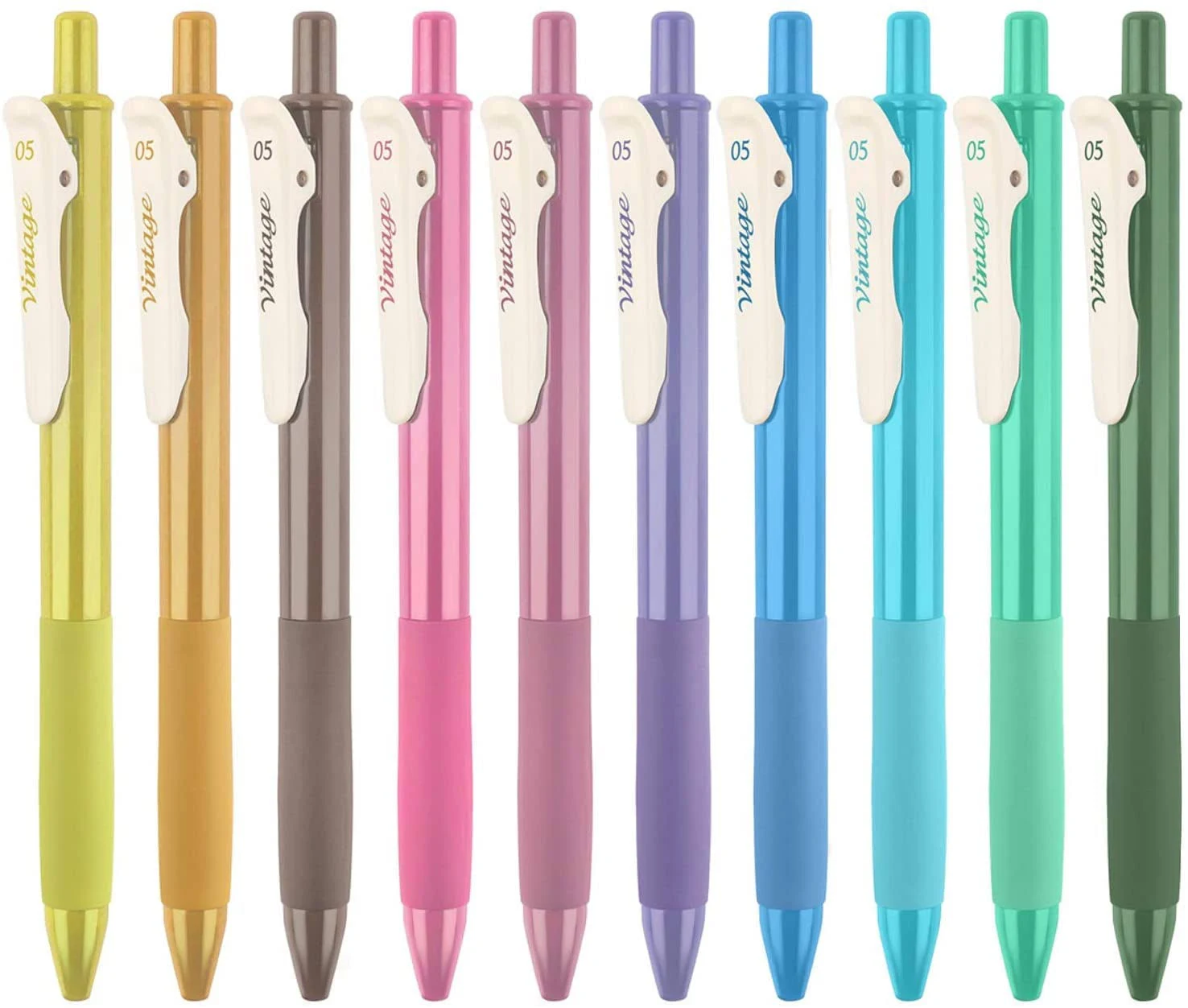 10 Colored Retractable Gel Pens, 0.5 mm Medium Point Pens with Quick Dry Ink, Ballpoint Gel Pens for Journaling Writing Drawing Doodling and Notetaking