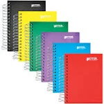 Fat Book Spiral Notebooks, 6 Pack, Small Notebooks with Poly Plastic Covers, 