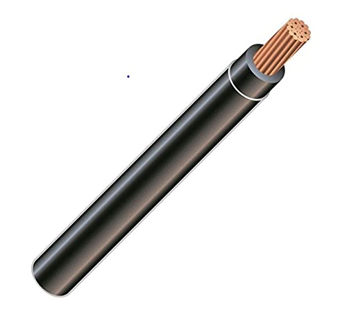 Stock Wire 2 0 AWG 19-Stranded THHN Black Copper Building 15ft Cut 17442 at ...