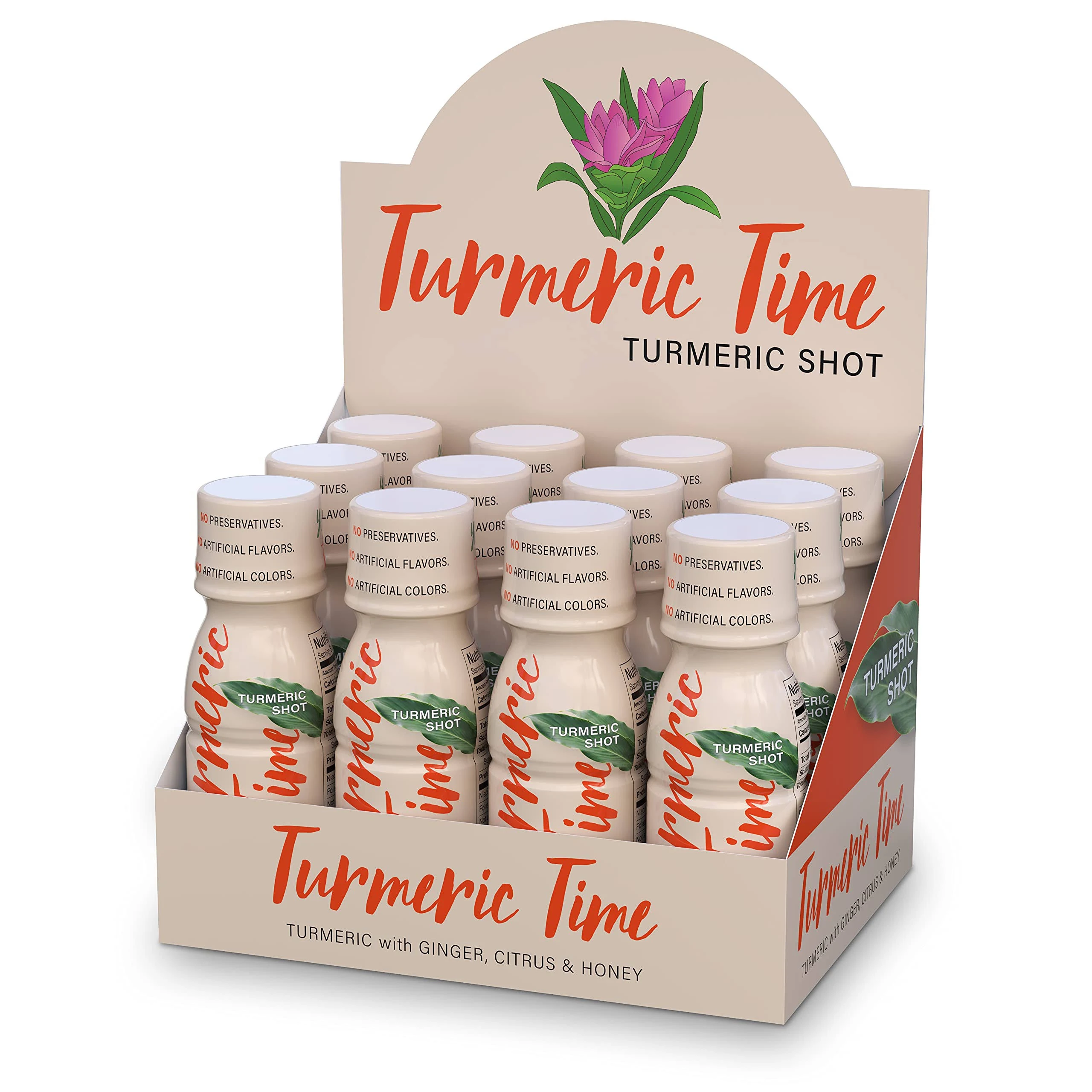 Turmeric Time Turmeric Shots - Turmeric with Ginger Citrus & Honey | Non-GMO | No Preservatives or Artificial Flavors/Colors/Sweeteners | B Vitamins