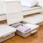 3 Pack Large Rolling Under Bed Storage Bin With Wheels, Sliding Underbed Normal