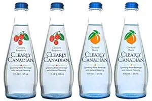 Clearly Canadian Sparkling Water 4-Pack Sampler (2 Country Raspberry 2 Orchard Peach)