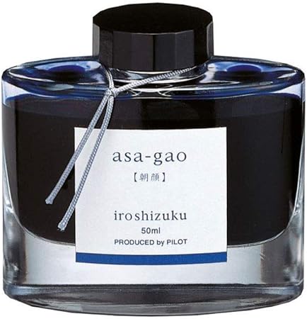 PILOT Iroshizuku Bottled Fountain Pen Ink, Asa-Gao, Morning Glory (Dark Blue) 50ml Bottle (69203), Vivid Purplish Blue