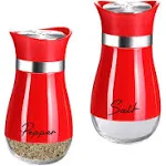 Salt and Pepper Shakers Set,4 oz Glass Bottom Salt Pepper Shaker with Stainle...