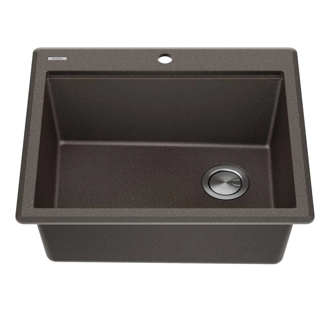 Kraus 25 in. Bellucci Granite Composite Workstation Drop-In Top Mount Single Bowl Kitchen Sink with Accessories, White