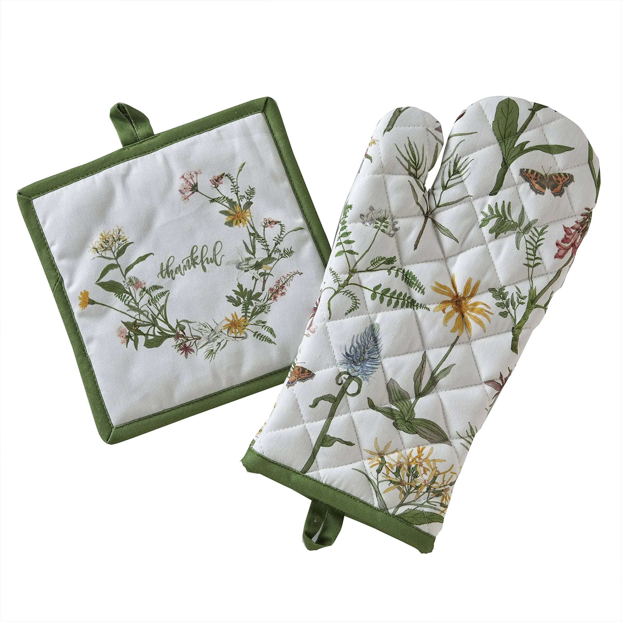 SKL Home Heirloom Wildflowers Oven Mitt and Pot Holder Set, 2 Piece