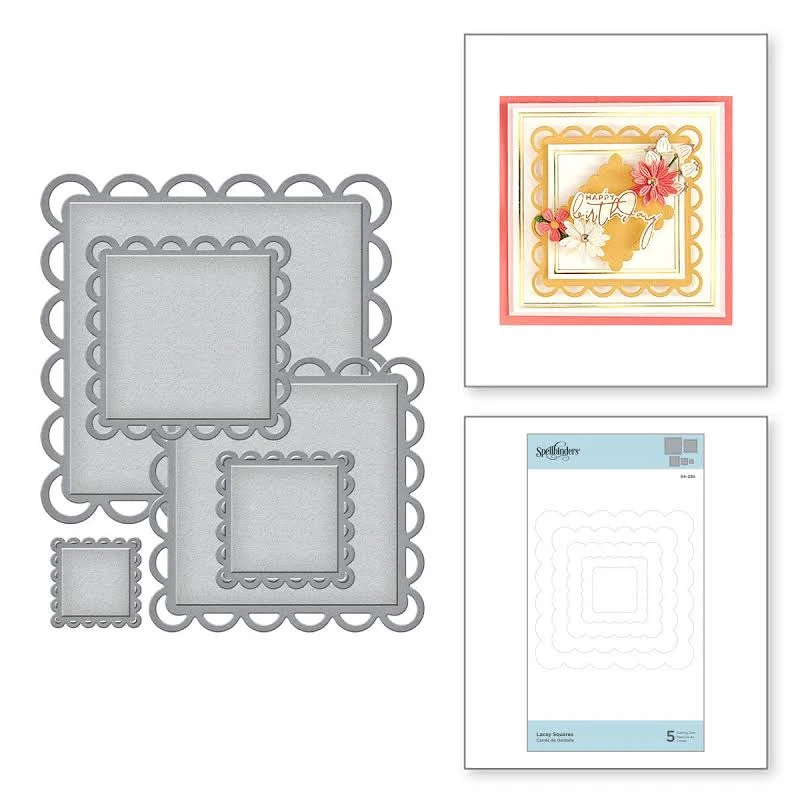 Spellbinders S4-295 Nestabilities Lacey Squares Etched/Wafer Thin Dies