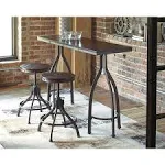 Signature Design by Ashley Odium Urban Counter Height Dining Table Set with 2 Bar Stools, Gray