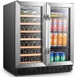 Lanbo 76 Can 31 Bottle Under Counter Dual Zone Wine Refrigerator and Beverage Cooler 30 inch Width