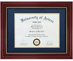 CORE ART 11x14 Diploma Frame Display Certificates 8.5 x 11 with Navy Mat or Documents 11 x 14 without Mat, College Degree Wooden Frame with Tempered Glass for Wall and Tabletop Display(Cherry Red)