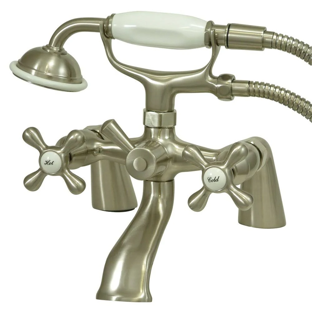 Elements of Design Nuvo Elements of Design ES2678X Charleston Deck Mount Clawfoot Tub Filler with Hand Shower, 6-1/2", Satin Nickel