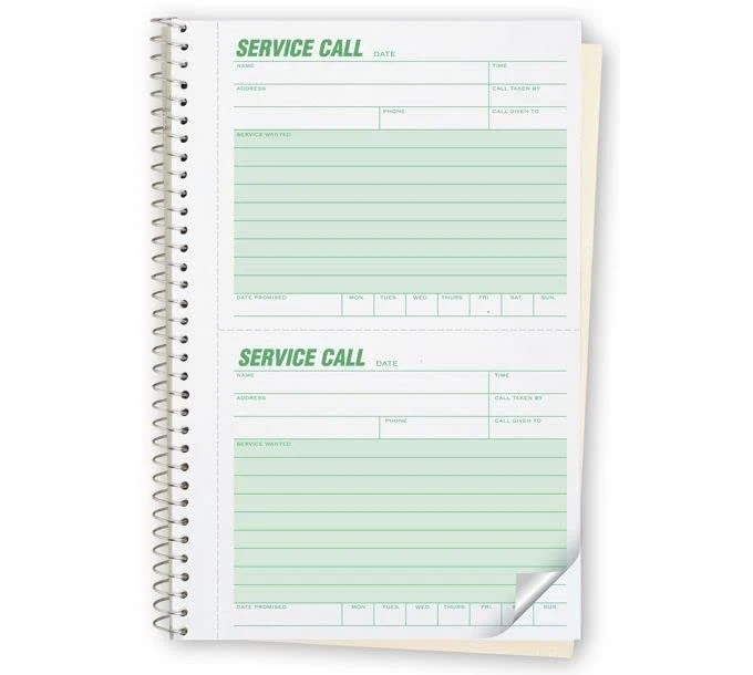 ABC Service Call Log Book, Carbon Duplicate, 5 5/8 x 8 1/2" - Package of 3