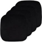 Sweet Home Collection 4 Pack Memory Foam Honeycomb Nonslip Back 16" x16" Chair/Seat Cushion Pad, Black