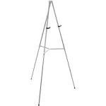 66&#034; Silver Aluminum Display Easel and Presentation Stand, Floor and Tabletop Use