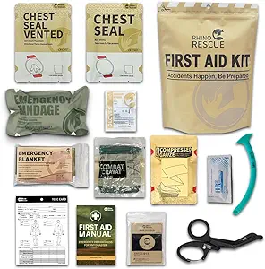 RHINO RESCUE Tactical Trauma Kit Emergency First Aid Stop The Bleed IFAK Refill Supplies Combat Wound Care Dressing Pack (17 Piece Set)