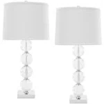 SAFAVIEH Lighting Collection Amanda Modern Crystal Stacked Globe 30-inch Bedroom Living Room Home Office Desk Nightstand Table Lamp Set of 2 (LED Bulbs Included)