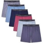 Fruit of The Loom Men's Exposed Waistband Woven Boxers , Assorted 6 Pack