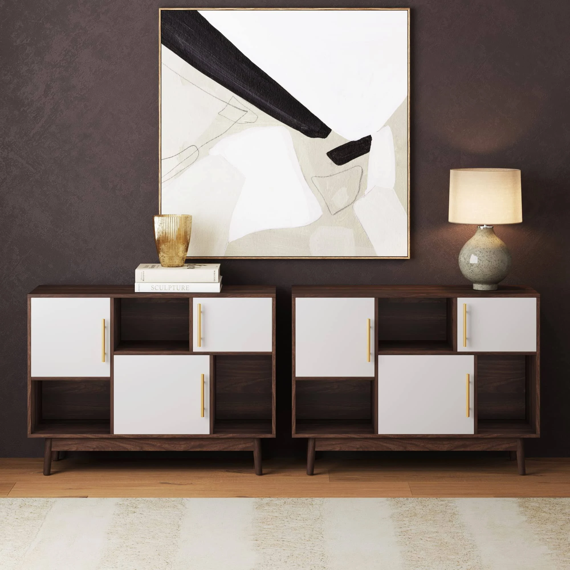 Nathan James Ellipse White Cube Storage with Display Shelves and Cabinet Doors ...