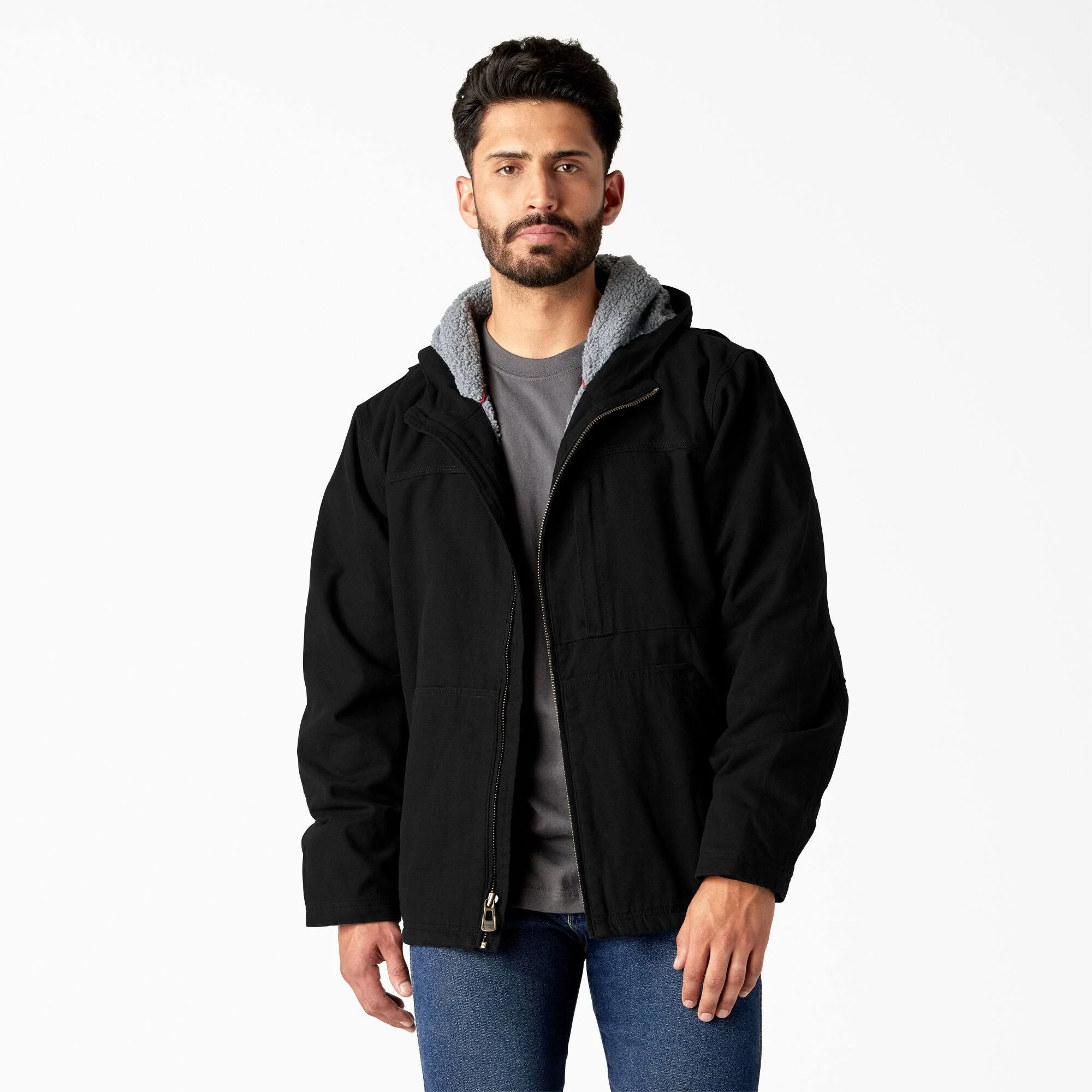 "Dickies Men's Duck Sherpa Lined Hooded Full Zip Jacket"