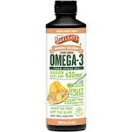 Barlean's Ginger Peach Vegan Omega 3 Supplement, Liquid Algae Oil with 630 mg EPA & DHA, Plant Based Omegas from Algal Oil, Non-GMO & Gluten Free, 16 oz