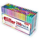 Shuttle Art 240 Pack Glitter Gel Pens, 120 Colors Glitter Gel Pen Set with 120 Refills for Adult Coloring Books Craft Doodling