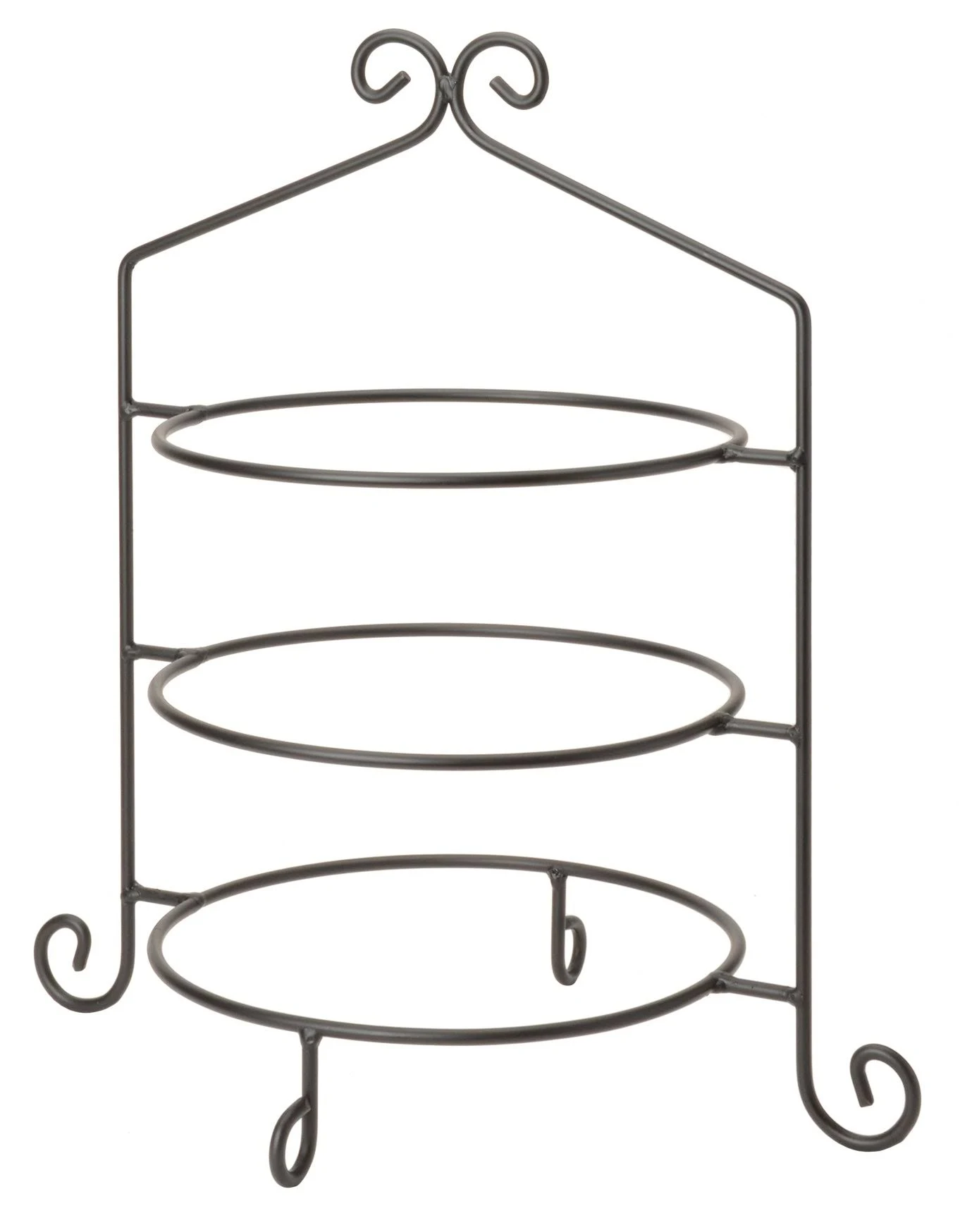 3 Tier Pie Plate Stand - Solid Satin Black Wrought Iron Triple Rack Display Amish Handmade in USA