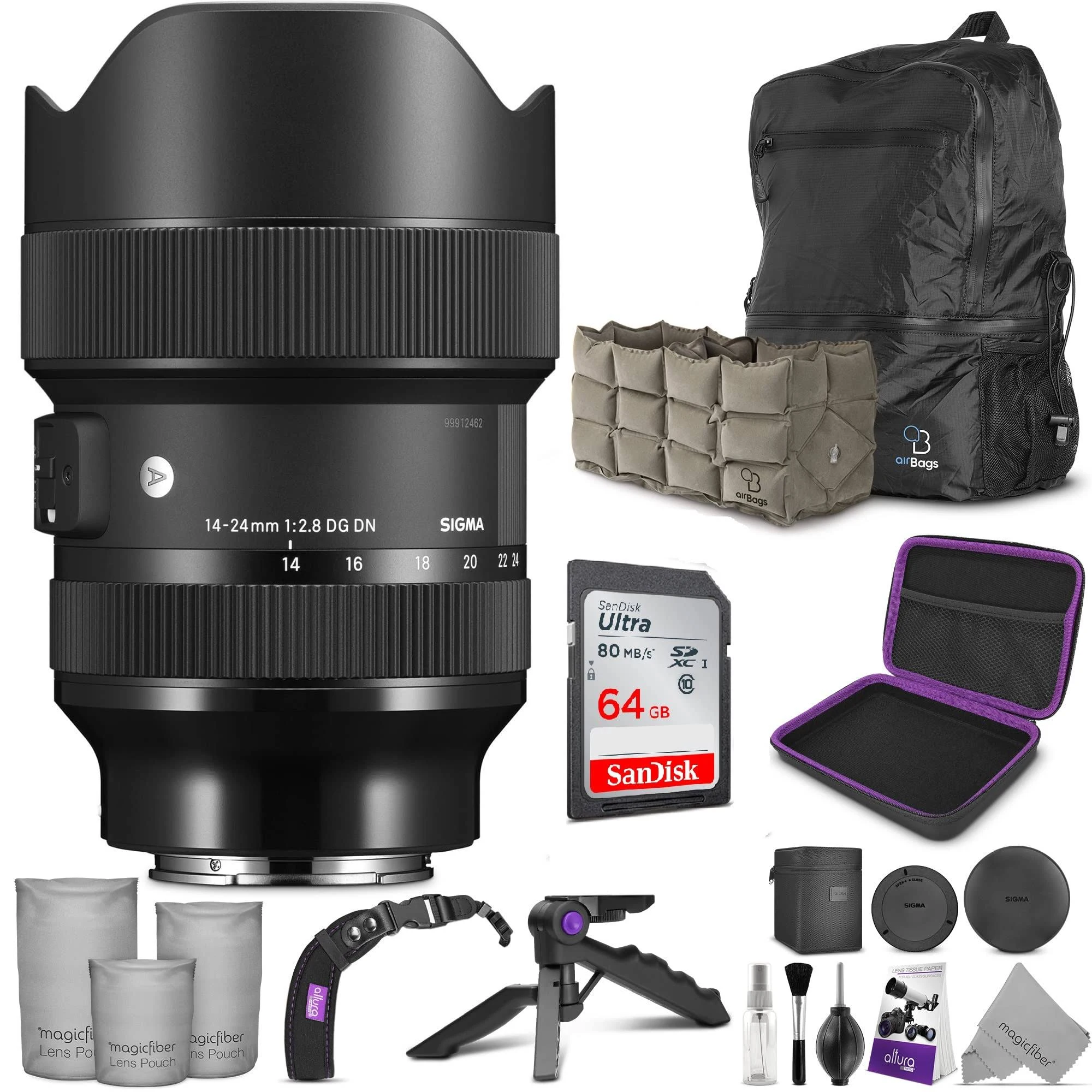 Sigma 14-24mm f/2.8 DG DN Art Lens for Sony E Mount with Advanced Photo and Travel Bundle