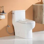 1-Piece 1.28 GPF Compact Single Flush Elongated Toilet in. White, Comfort Seat Included