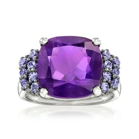 Ross-Simons 5.50 Carat Amethyst and .40 ct. t.w. Tanzanite Ring in Sterling Silver