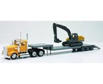 New-Ray Toys #15293A 1:43 Kenworth W900 Lowboy W/ Excavator