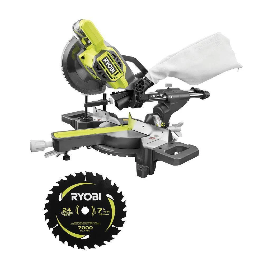 RYOBI 18V ONE+ Cordless 7-1/4 in. Sliding Compound Miter Saw (Tool Only