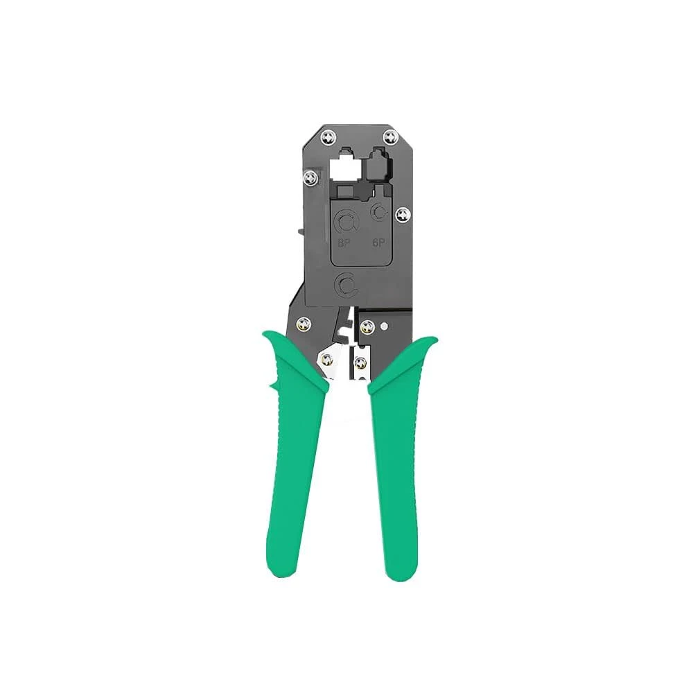 RJ45 RJ12 RJ11 Modular Crimper for Cat5 Cat5E Cat6 Cat6A 8P/6P Ethernet Cable Plugs Network Connectors Strip Cut and Crimp Tool