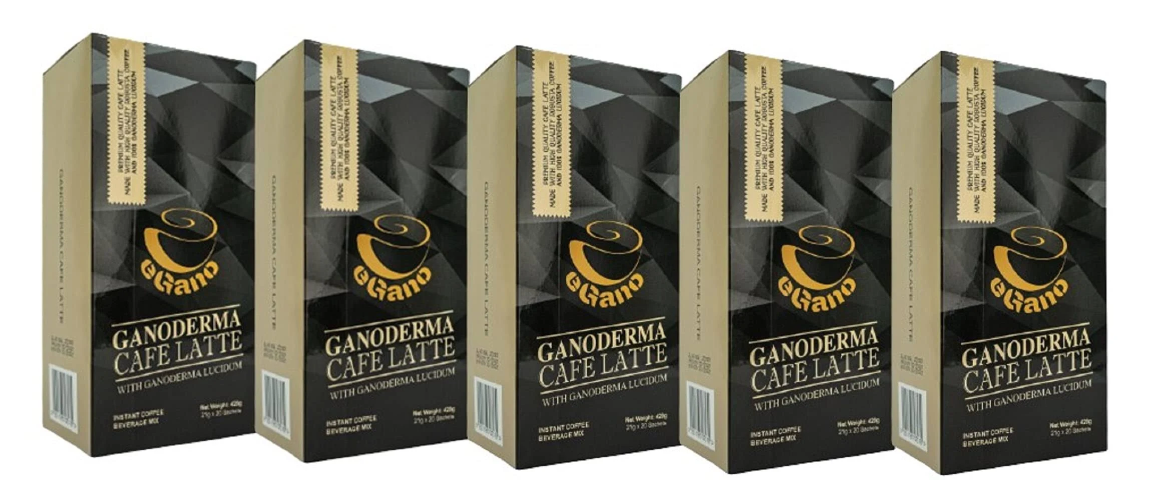 5 Boxes eGano Premium Ganoderma Cafe Latte Instant Coffee With Ganoderma Lucidum Extract (21g x 20 Sachets / Box)