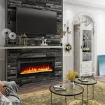 36 Inch Electric Fireplace Wall Mounted Linear LED Flame Electric Fire Place ...