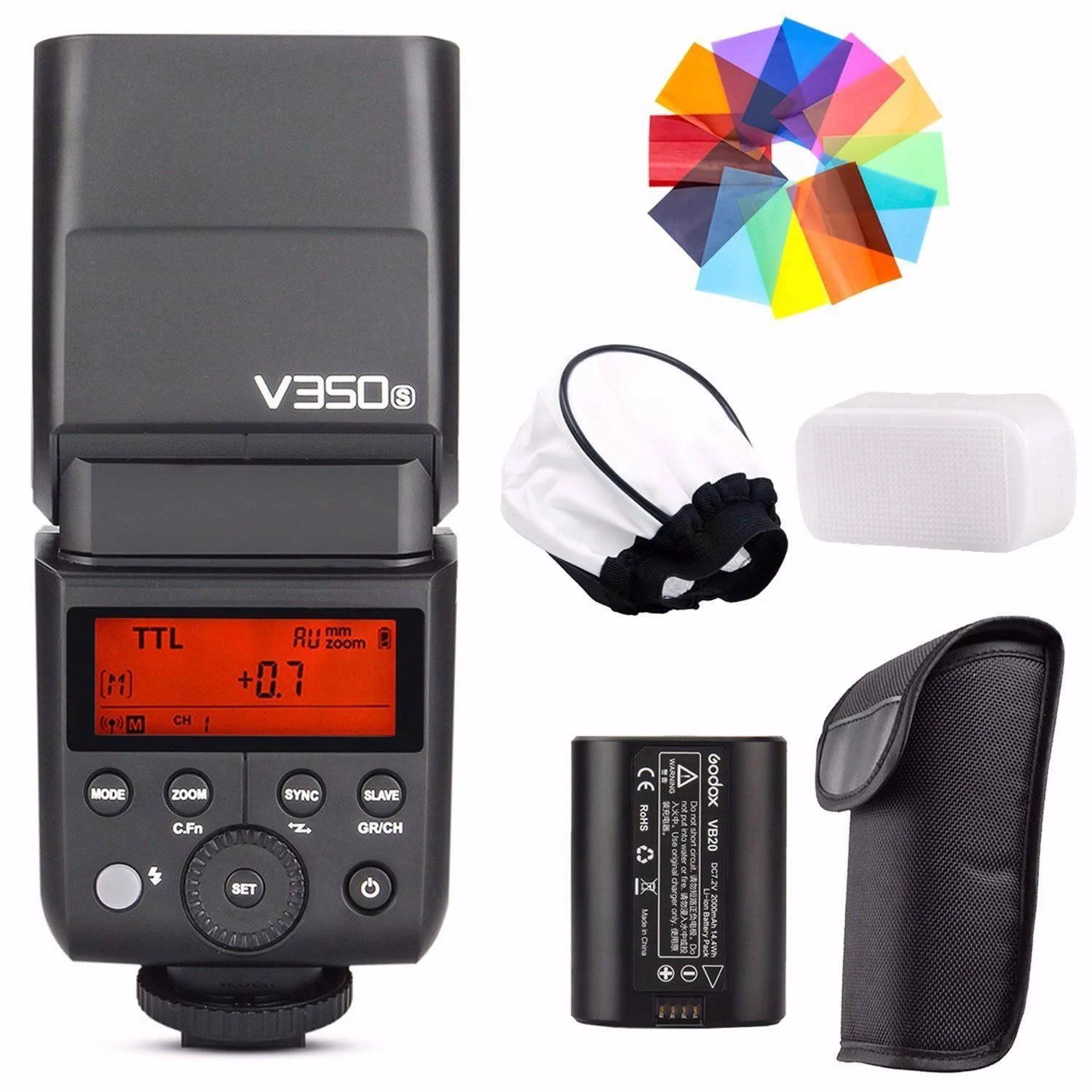 Godox V350S TTL Flash for Sony 2.4G GN36 1/8000s HSS 500 Full Power 0.1s-1.7s Recycle w/2000mAH Rechargeable Battery Speedlite for Sony A7RIII A7RII A7R A58 A99 ILCE6000L A77II RX10 A9 etc (V350-S)