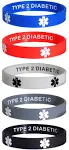 Type 2 Diabetic Discreet Medical Alert ID Silicone Bracelets Wristbands 5 Pack