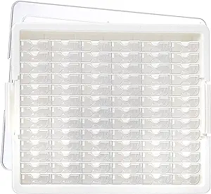 Bead Storage Solutions Elizabeth Ward Plastic Storage Tray and Bead Organizer with 78 Containers of Various Sizes, Tray, and Lid for Beads, Clear