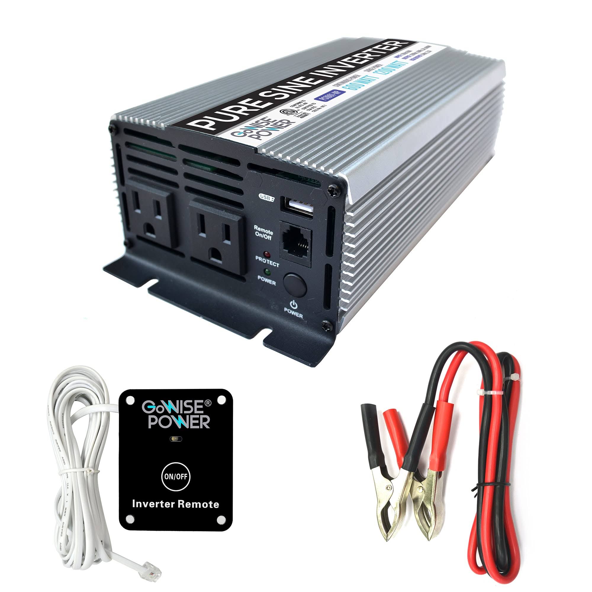 Gowise Power 600W/1200W Peak Pure Sine Wave Power Inverter