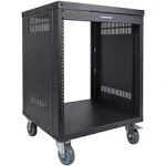 Sound Town 12U Universal Steel Rack, w/ 3" Locking Casters, Vented Side Panels for Audio Video, Server and Network Equipment (STRK-M12U)