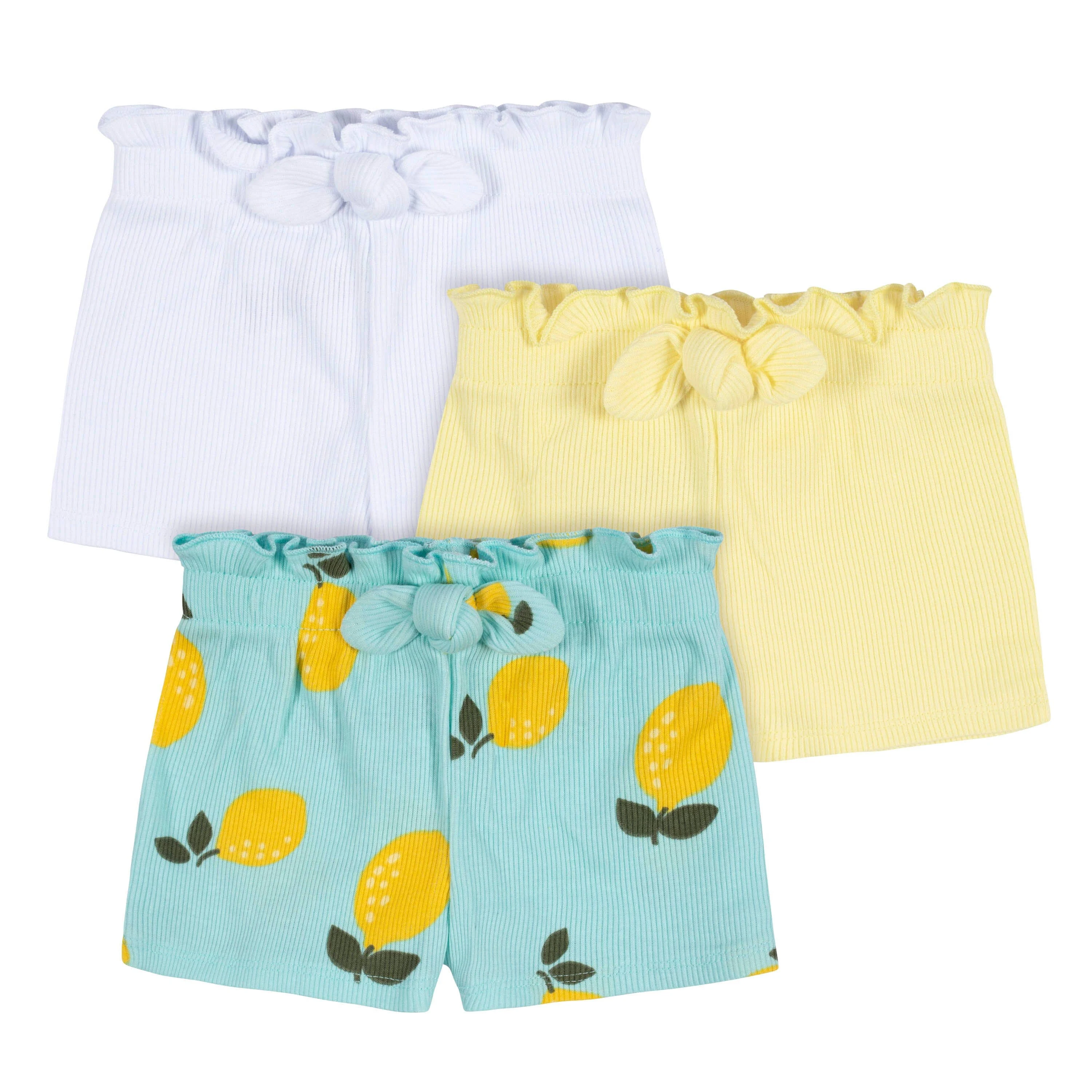 Gerber Baby Girls' Toddler 3-Pack Pull-On Knit Shorts